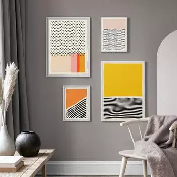 Современная красочная розовая оранжевая абстрактная геометрическая линия, холст, картина, настенная художественная картина, печать плакатов для гостиной, домашний декор 21cm30cm NoFrame