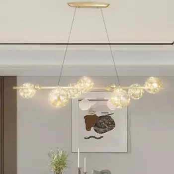Современная креативная люстра с круглыми лампами, прозрачный стеклянный шар, потолочный подвесной светильник, романтическая звезда, декор для гостиной, светодиодное освещение, золото Cold White