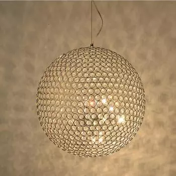 Современная круглая шаровая железная люстра для столовой, спальни, диаметр 40 см, светодиодные лампы, простые хрустальные люстры, подвесное освещение dia 15cm&Cold White золотой