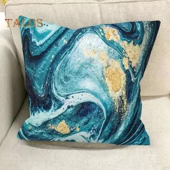 Современная квадратная подушка 45x45 см, наволочка с рисунком синего океана и скрытой застежкой-молнией, чехол для диванной подушки, украшение для домашнего постельного белья для спальни