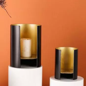 Современная легкая роскошная новая мебель в китайском стиле для кабинета, черный золотой полукруглый подсвечник, модель комнаты, мягкие украшения, металлическая мебель