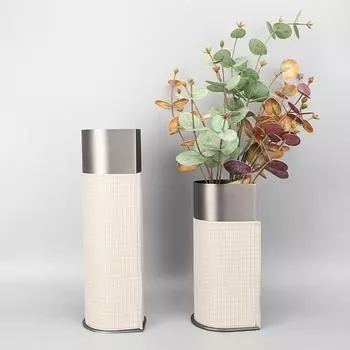 Современная легкая роскошная плетеная кожаная цветочная утварь модель комнаты гостиная столовая столешница сухоцвет цилиндрическая ваза украшения