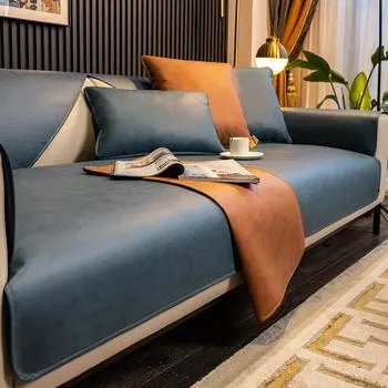 Современная легкая роскошная высококачественная диванная подушка из искусственной кожи, водонепроницаемая, нескользящая, устойчивая к моче, универсальный антипригарный меховой чехол на седло Four Seasons 70*70cm