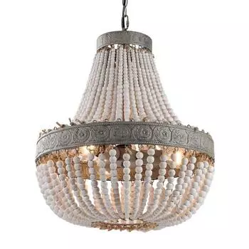 Современная лофт ретро люстра E27 синяя деревянная люстра с бусинами в стиле бохо декоративный светильник для гостиной, спальни, кухни отеля