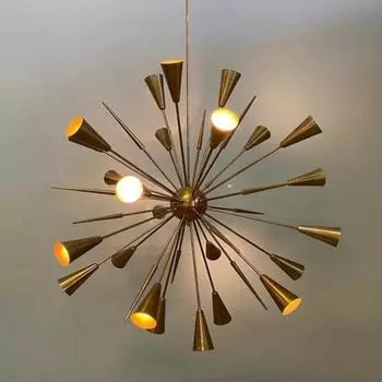 Современная люстра «Спутник» в стиле Устинова, 32 кронштейна, 24 светильника, латунная люстра «Спутник» середины века, светильник