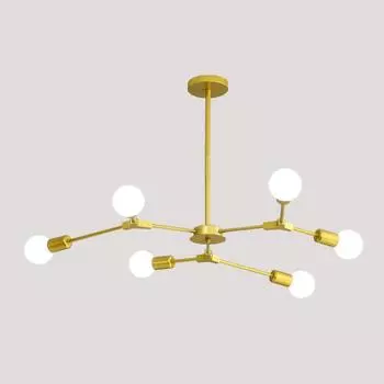 Современная люстра в стиле ретро, промышленная молекулярная люстра, золотая металлическая люстра для гостиной, спальни, кухни, кафе, диаметр 80 см (Нет лампы)