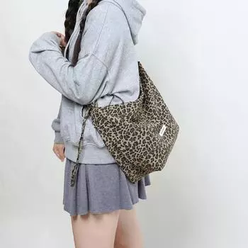 Современная маленькая сумка через плечо с леопардовым принтом, маленькая модная сумка на одно плечо из холста, сумка из ткани с цветочным принтом в клетку цветной печати леопарда/коричневый