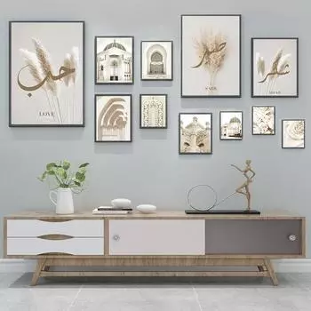 Современная марокканская дверь Картина на холсте Настенная живопись Мусульманская цитата Трава и принт Домашний постер Декор гостиной Дизайн интерьера 21x30cm No Framed