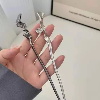 Современная металлическая шпилька с нерегулярными линиями - элегантный головной убор в китайском стиле