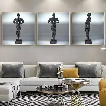 Современная металлическая золотая статуя среднего пальца, картина на холсте, абстрактные постеры, принты, современные настенные художественные фотографии, домашний декор для гостиной, без рамки 21*30cm