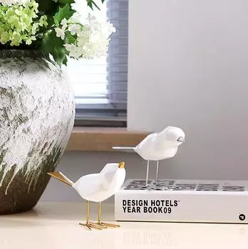 Современная милая фигурка птицы из смолы, европейские украшения, геометрическая статуэтка оригами для животных, домашний офис, декор, подарок ZM903 серебряный