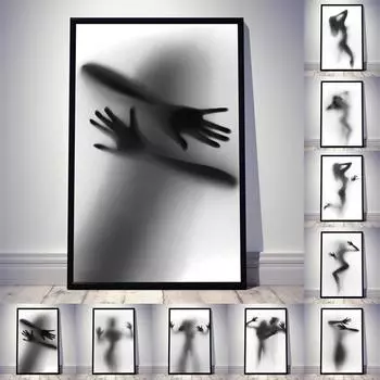 Современная мода Абстрактная картина на холсте Туманные фигуры Плакаты и принты Настенная картина для гостиной Коридор Домашний декор Без рамки 21*30cm