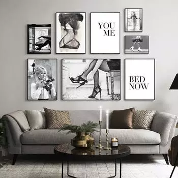 Современная мода черно-белый постер сексуальная женская фигура настенные художественные принты цитата картины на холсте шикарные картины для декора комнаты для девочек 21cm30cm NoFrame