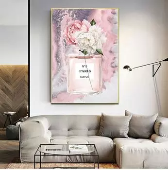 Современная мода цветок флакон духов искусство на холсте картина цитаты агат плакат печать настенные панно домашний декор Quadro Cuadros без рамки 21*30cm