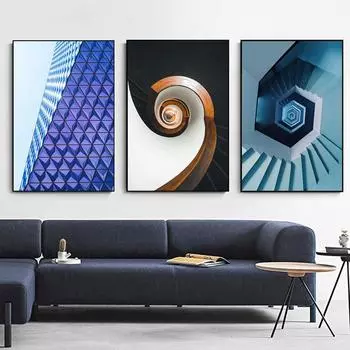 Современная мода настенные художественные постеры винтовая лестница холст картины эстетические пейзажные принты для гостиной домашний декор 21cm30cm NoFrame