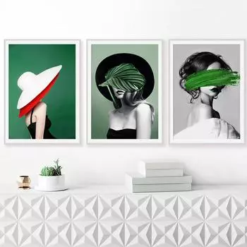Современная мода, постер с изображением красоты, светлый роскошный настенный художественный холст, картина, принты, скандинавская зеленая женская картина для комнаты, домашний декор, Cuadros 21x30cm No Framed
