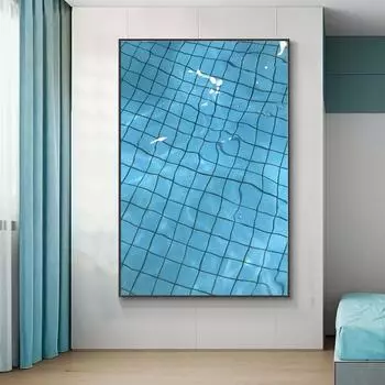Современная мода Синий Плакат с бассейном, печать на холсте, расслабляющая настенная живопись, декомпрессированные картины для гостиной, домашний декор, Cuadros 21x30cm No Framed