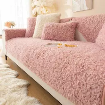 Современная мода, супер мягкое длинное плюшевое полотенце для дивана, зимнее толстое противоскользящее универсальное секционное покрывало для дивана, стеганый бархатный чехол для дивана 70x70cm 1pc