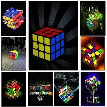 Современная мультяшная эстетика Искусство Интеллектуальный кубик Рубика R-Rubik s Cube Практика C-Cube HD 5DDIY Алмазная живопись Украшение для дома и спальни Full Round 20x30CM