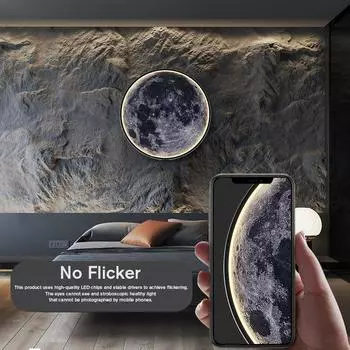 Современная настенная лампа Moon 3D Mural, реалистичный светодиодный светильник, аксессуары для дома, спальня, гостиная, потолочный светильник с пультом дистанционного управления через приложение RC dimmable&24CM