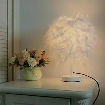 Современная настольная лампа с перьями, простой свадебный подарок на День святого Валентина, теплое украшение принцессы для спальни, прикроватная маленькая ночная лампа S&US Plug-3000K