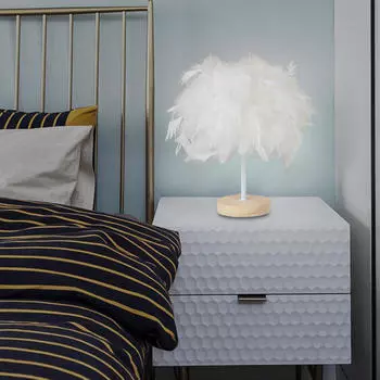 Современная настольная лампа с перьями, романтический светильник для свадьбы, общежития, кабинета, белого цвета белый