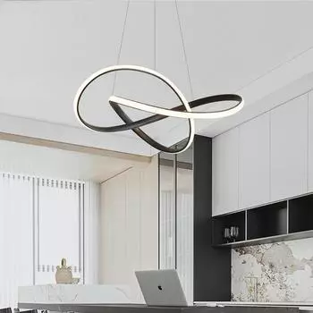 Современная нестандартная светодиодная люстра, алюминиевый акриловый потолочный подвесной светильник для столовой, подвесной светильник для ресторана Tricolor чёрный