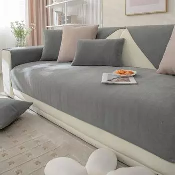 Современная однотонная диванная подушка с рисунком «елочка», универсальная противоскользящая и пылезащитная ткань на четыре сезона, чехол для дивана из синели 70x70cm 1pcs