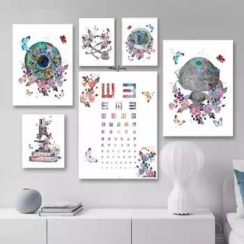 Современная офтальмология глаз анатомия оптика диаграмма плакат абстрактное настенное искусство декоративные картины холст картина клиника офисный декор 21x30cm No Framed