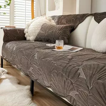 Современная плюшевая жаккардовая подушка для дивана, утолщенная спинка дивана, универсальный нескользящий теплый чехол для дивана, чехол для подлокотника 30x50cm pillowcase оранжевый