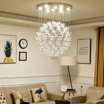 Современная потолочная люстра для спальни, гостиная, хрустальный светильник, роскошная люстра, круглый светодиодный светильник для ресторана