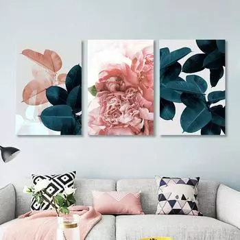 Современная простая декоративная роспись для гостиной, три листа, распылительная краска, основная подвесная картина 20x30cm No Frame детские розовый