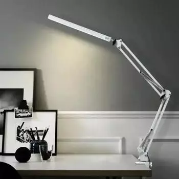 Современная простая детская настольная лампа с зарядкой через USB, регулируемая настольная лампа с зажимом для учебы и учебы белый