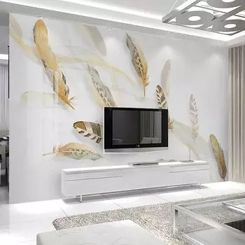 Современная простая фреска с перьями и абстрактными линиями, обои для гостиной, фон, настенная роспись, домашний декор 200 cm(W) x 140 cm(H)