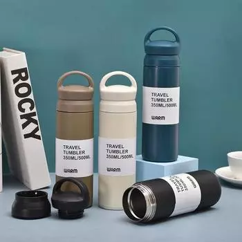 Современная простая кофейная чашка из нержавеющей стали с японским элементом, портативная подарочная чашка с крышкой, переносная чашка для использования на открытом воздухе 350ml