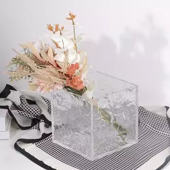 Современная простая кривая водная рябь прозрачная акриловая ваза квадратный цветочный сосуд обеденный стол креативный свет роскошный цветочный декор