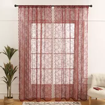 Современная простая маленькая роза через стержень оконный экран из французского полиэфирного волокна прозрачная занавеска подходит для гостиной спальни эркер 100*150