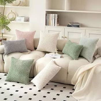 Современная простая наволочка для дивана, вельветовая короткая подушка, однотонная, для гостиной, спальни, декоративная наволочка без сердцевины подушки 45*45cm