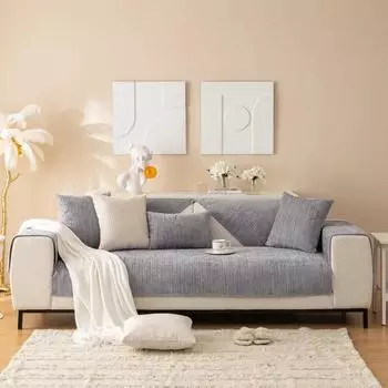 Современная простая нескользящая однотонная вельветовая полосатая подушка для дивана, полотенце, зимняя новая стильная плюшевая подушка для дивана 70x70cm