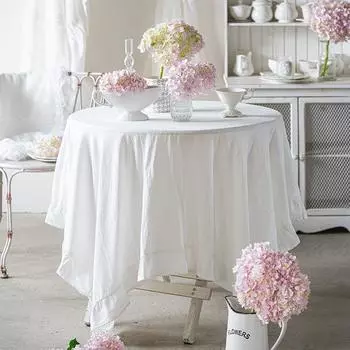 Современная простая однотонная хлопковая стираная хлопковая контрастная скатерть для чайного столика с оборками 90x90cm серый