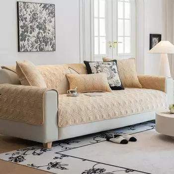 Современная простая подушка для дивана из молочного бархата, универсальная нескользящая подушка для сиденья, чехол для спинки, простой чехол для дивана на все времена года 70*70cm