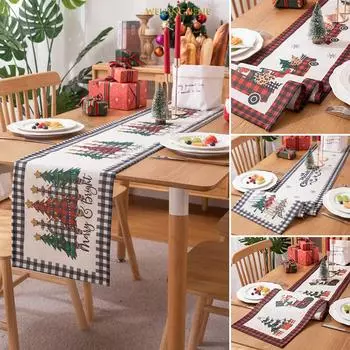 Современная простая скатерть из полиэстера с цифровой печатью, Рождественская елка, скатерть, прикроватный флаг 30x180cm