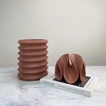 Современная простая текстурированная цветочная посуда с красным волнистым узором, комнатная утварь, гостиная, кабинет, модное украшение в Милане
