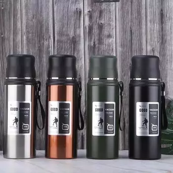 Современная простая вакуумная чашка из нержавеющей стали, уличная чашка для воды для скалолазания, большая емкость, портативный чайник, подарочная чашка для бизнеса и офиса 820ml оранжевый