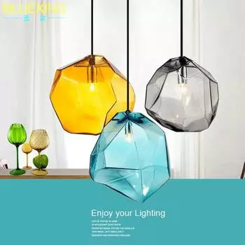 Современная простая витражная люстра Креативная гостиная Столовая Интерьер Украшения Светильники Люстра IceCube no bulb
