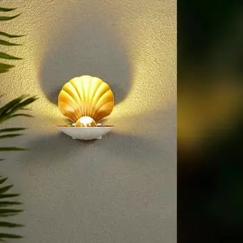 Современная простота, настенные светильники в виде ракушки, скандинавское уличное освещение для спальни, настенный светильник для ванной комнаты, пасторальное ощущение отдыха Cool White(5500-7000K) фиолетовый