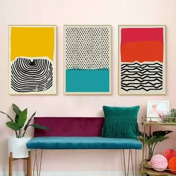 Современная разноцветная красная, синяя абстрактная геометрическая настенная живопись на холсте, картина, постер и принт, галерея, домашний декор для гостиной 21cm30cm NoFrame