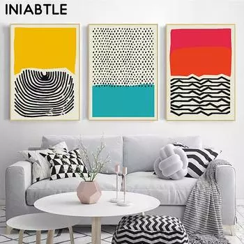 Современная разноцветная красная, синяя абстрактная геометрическая настенная живопись на холсте, постер и принт, картинная галерея, домашний декор для гостиной 21cm30cm NoFrame