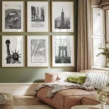 Современная ретро черно-белая карта Нью-Йорка настенная живопись HD печать на холсте для гостиной спальни декор стильный городской пейзаж поз 21cm30cm NoFrame