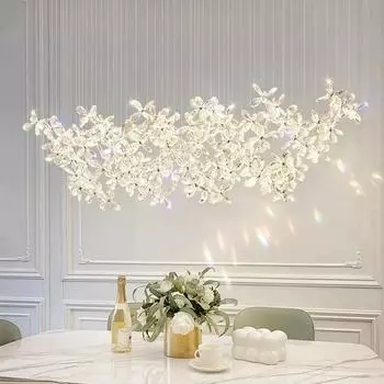 Современная роскошная хрустальная люстра, большой домашний дизайн, в форме цветка, хрустальный декоративный светильник для ресторана, бара white light